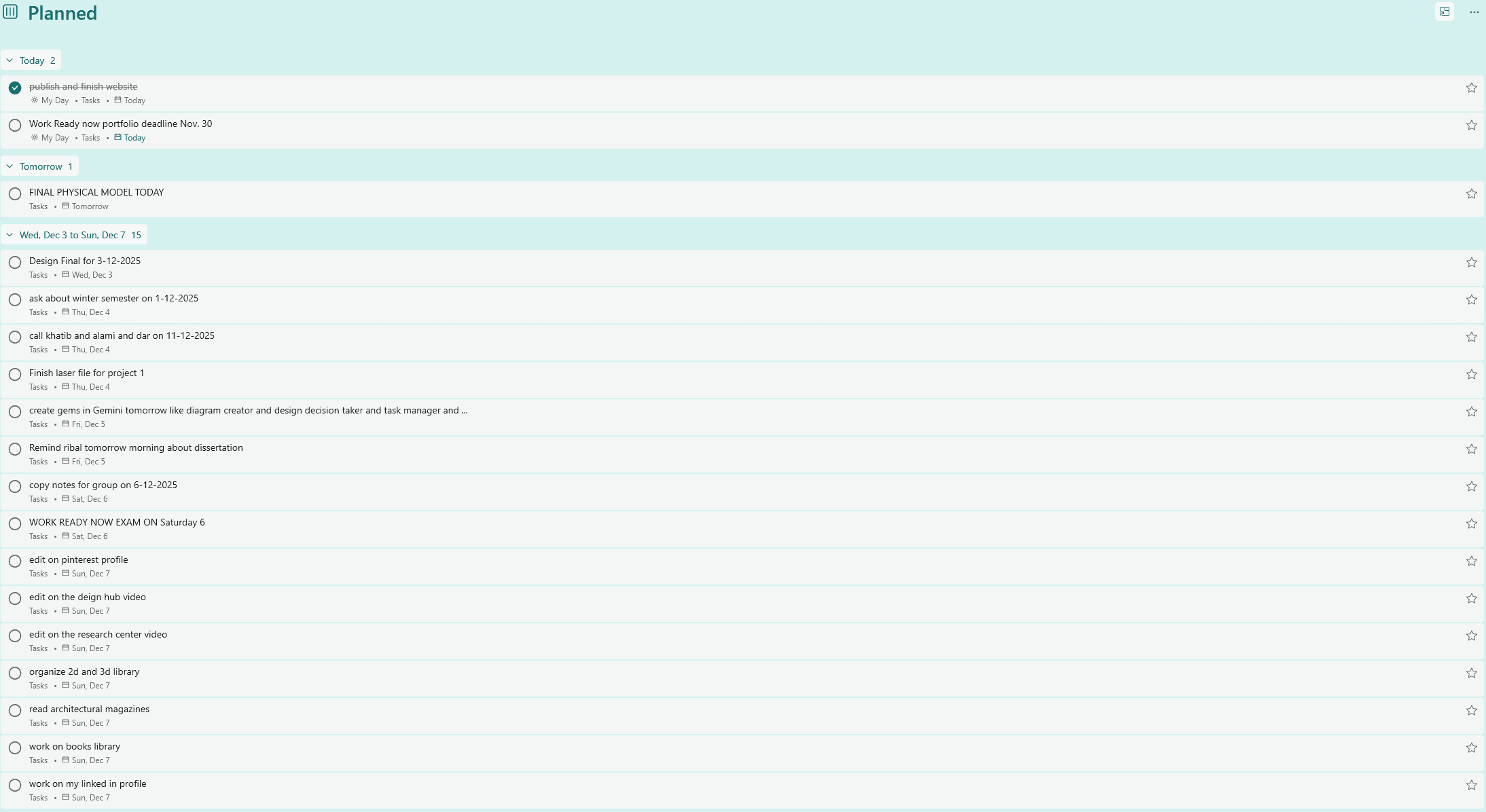 Digital Calendar and Task Tracking